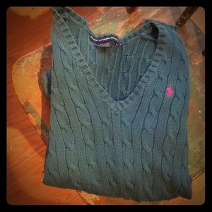 Ralph Lauren Teal v neck sweater Women’s Small